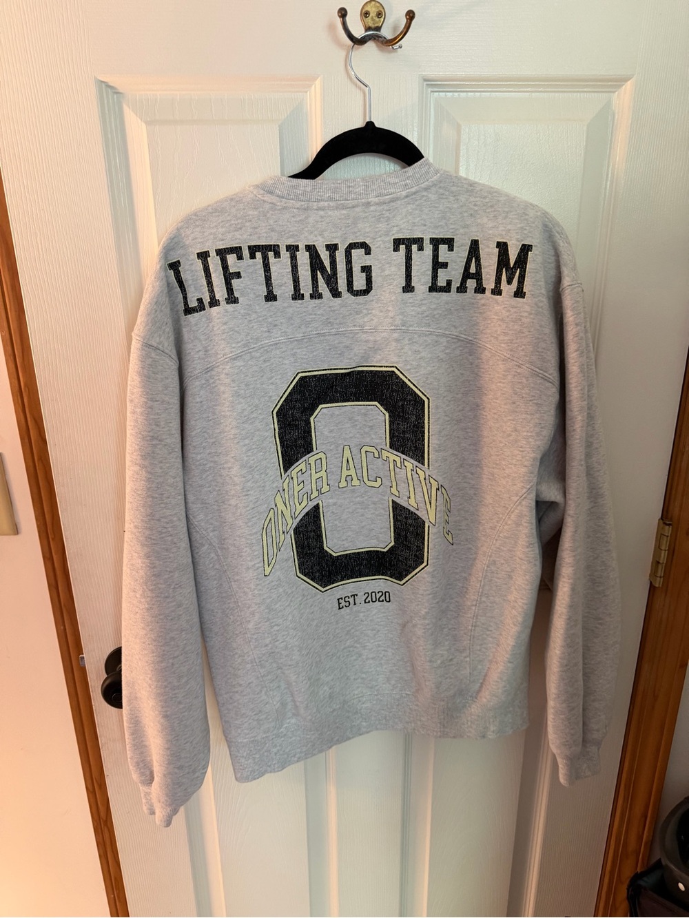 Oner Active Light Gray Crewneck Sweatshirt with Black and Yellow Lettering - Picture 2 of 2